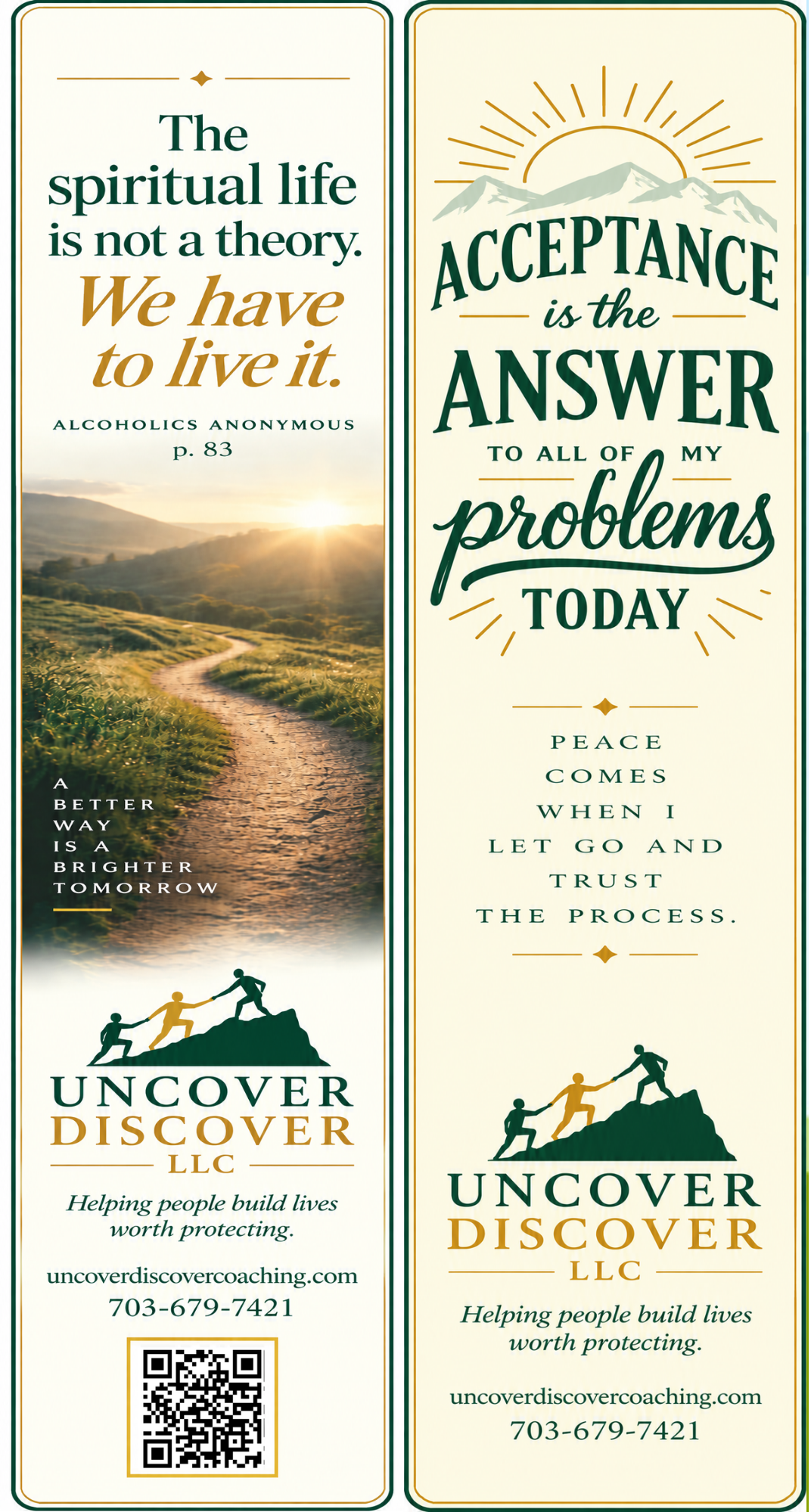 Two-sided Acceptance Is the Answer recovery bookmark — spiritual life is not a theory on one side, acceptance is the answer to all of my problems today on the other