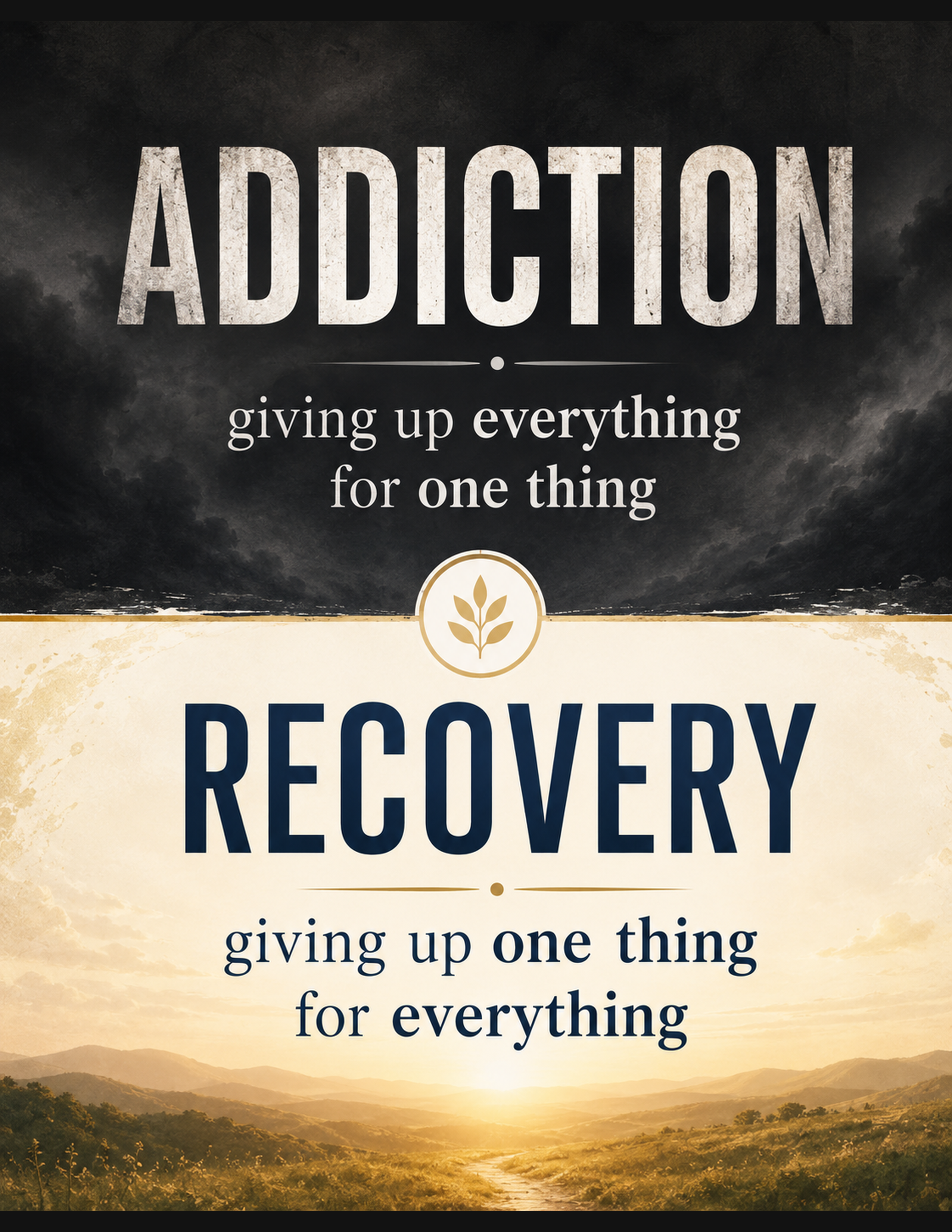 Vertical print-ready addiction to recovery reflection card