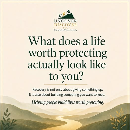 Recovery reflection card about visualizing a life worth protecting, with an inspirational landscape
