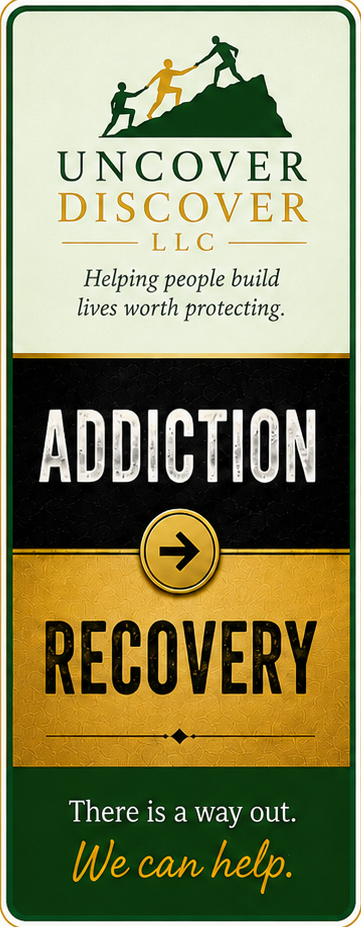 Vertical addiction recovery reflection card with the message that there is a way out